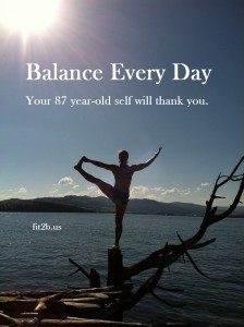 Bethany does a healthy balancing pose on Wildhorse Island on Flathead Lake, Montana