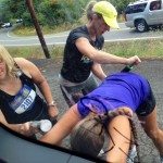 Rolling pin on sore medial glute butt muscles works wonders during a race. raceRub