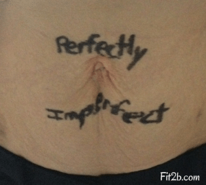 Belly Love: The members of Fit2B Studio - a site that specializes in routines for diastasis recti - write words of hope and affirmation on their tummies to show the world that beauty can still be found in brokenness - Fit2.com