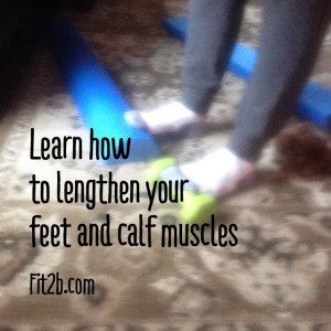 Learn how to lengthen your calf muscle and reduce foot pain by avoiding heeled shoes -fit2b.com