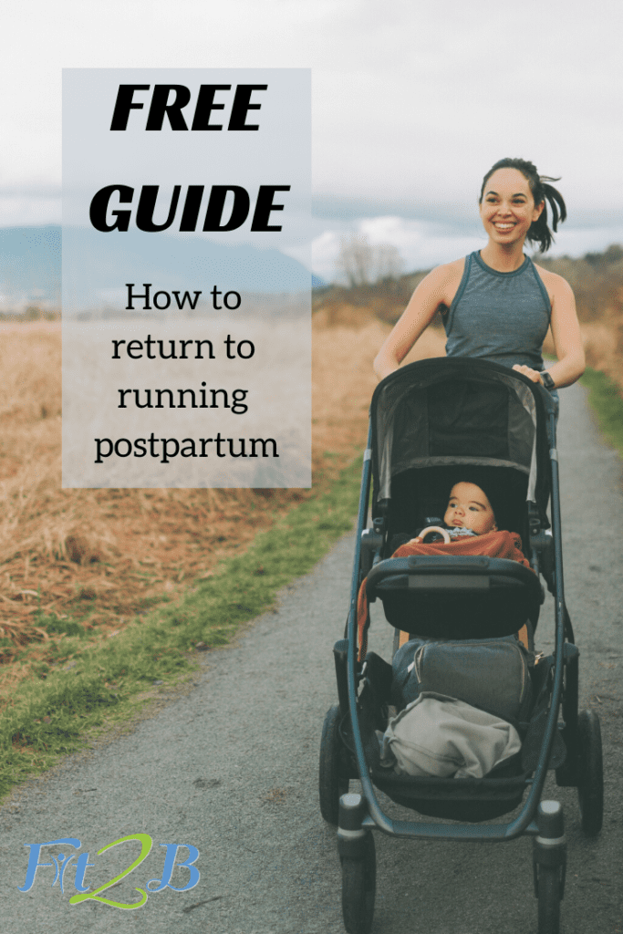 4 Exercises for a Safe Return to Running After Baby - Fit2B.com - Fit2B knows it’s a sad day for many postpartum women when they try to return to running, only to discover it doesn’t feel right. If you’re a woman who has had a baby (or several) and you want to make a safe, strategic return to running so you can avoid injuring yourself or making your prolapse, incontinence, or diastasis recti worse, click through for the free video. #diastasis #diastasisrecti #diastasisrectiworkouts #fit2b #homefitness #exercise #free #guide #postpartum #running #run