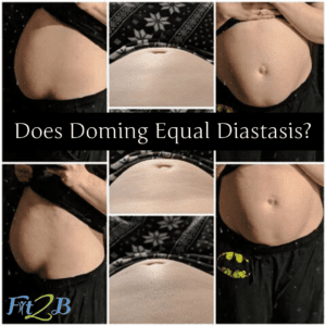 Does Doming Equal Diastasis? - Fit2B.com - Fit2B knows core exercises have busy moms asking, “Should I be worried that my belly is bulging?” and “Does doming equal diastasis recti?” Click through and let us connect you to a free video and let us connect you with the answers and home exercises that you can trust will keep your core safe. #fit2b #diastasisrecti #workouts #exercises #fitness #homeexercises