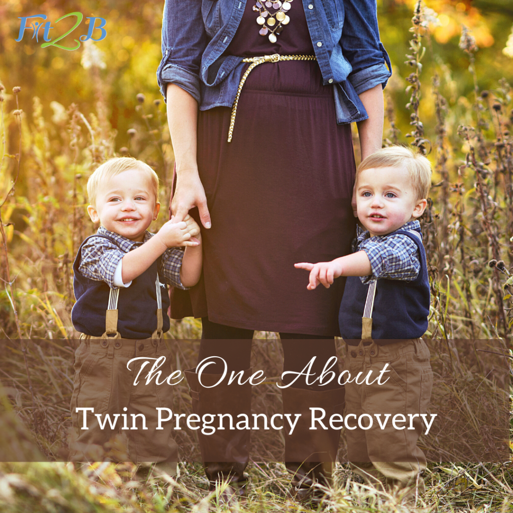 The One About Twin Pregnancy Recovery - Fit2B.com - Fit2B knows women ask, “What exercise can I do to have a strong pregnancy and birth?” and “What can I do to recover from my pregnancy?” We think the answer lies in a combination of physical therapy and fitness motivation. Listen in as Fit2B interviews a physical therapist and cross-fit athlete who gave birth to twins. We discuss diastasis recti exercises, c section, nursing, lower back pain, and postpartum issues. #fit2b #fitnessmotivation #podcast #pregnancy #diastasisrectiexercises