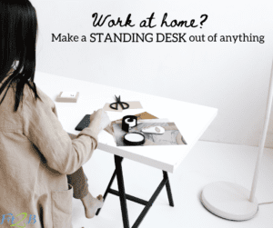 Chic Upcycled Standing Work Station Ideas - Fit2B.com - Are you asking “How do I create a home office?” now that you or your spouse must work from home? Click through and let Fit2B encourage you to use what you have on hand to DIY a standing desk that will encourage fitness, movement, and exercise. #fit2b #homeoffice #home #workfromhome #standingdesk