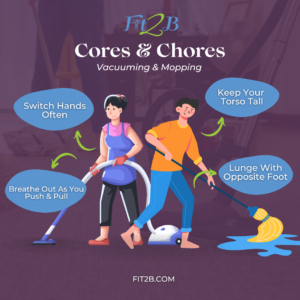 Learn how to connect to your abs and address diastasis while doing chores around your house - fit2b.com